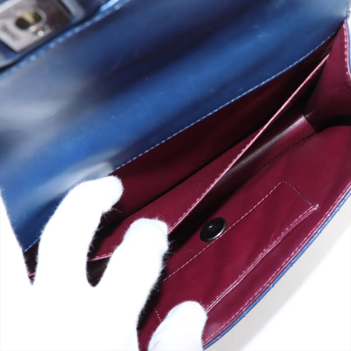 Chanel CC Logo Matelasse Lambskin Chain Shoulder Bag Navy Blue