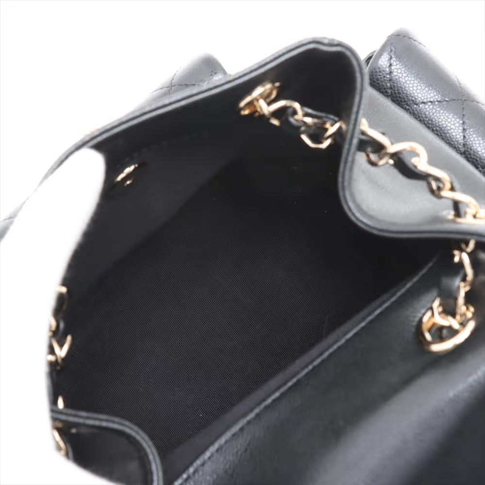 Chanel CC Logo Matelasse Caviar Skin Chain Backpack Black