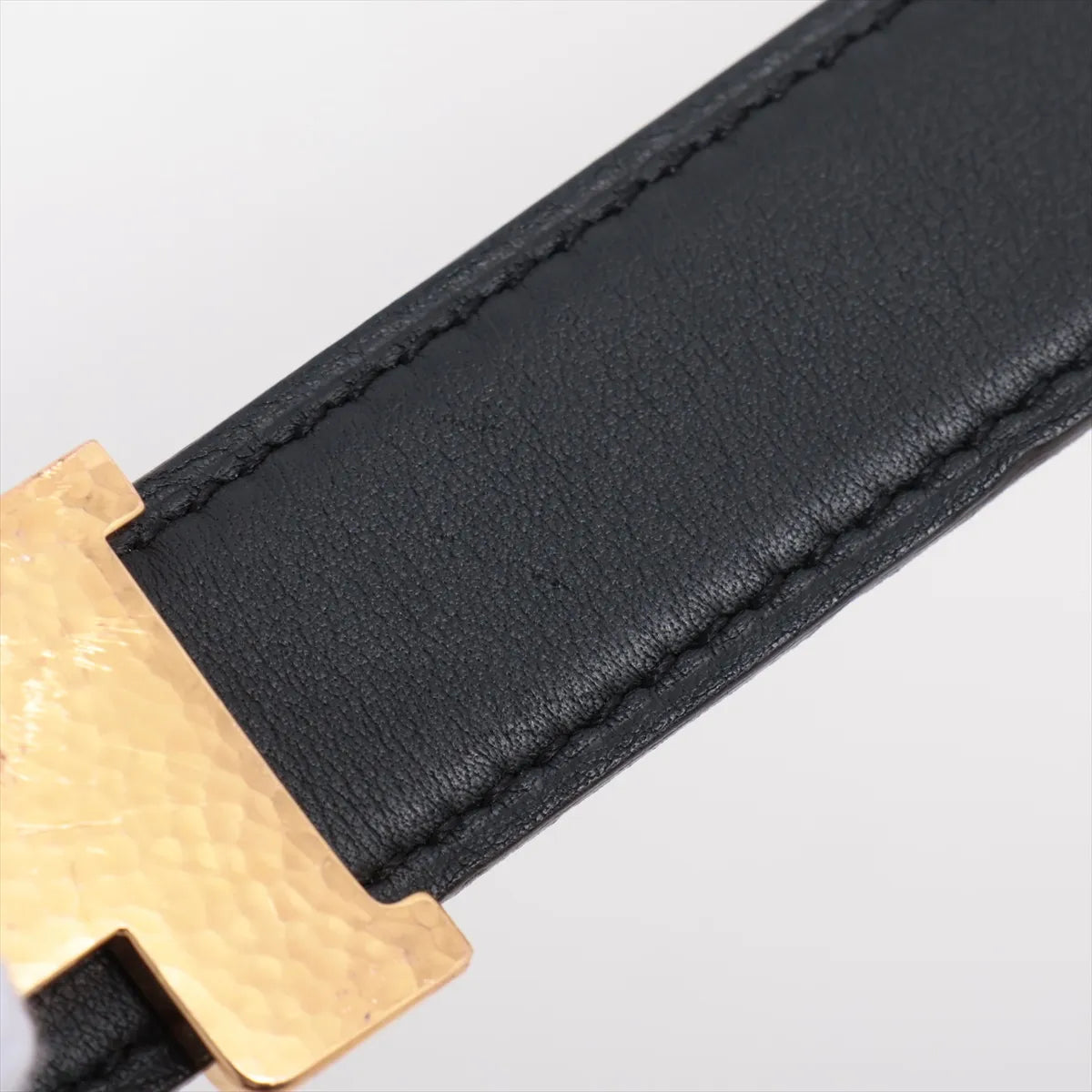 Hermès Mini Constance H Leather Belt Black