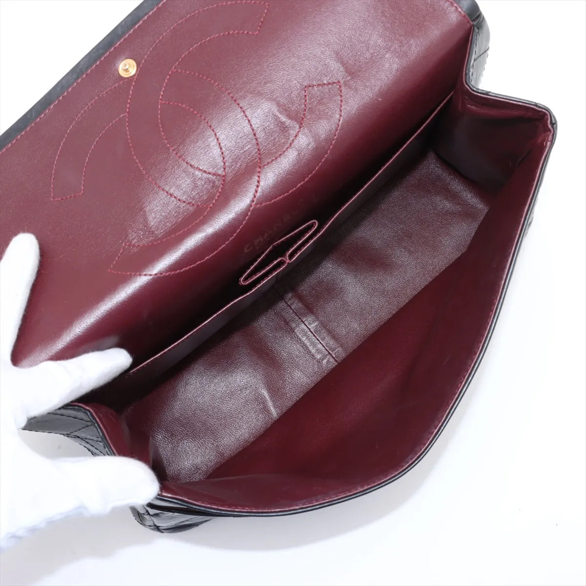 Chanel Matelasse 2.55 Maxi Vintage Calf Double Flap Double Chain Bag Black