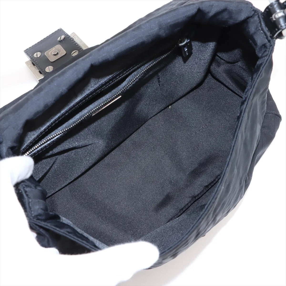Fendi Zucca Mamma Baguette Shoulder Bag Black