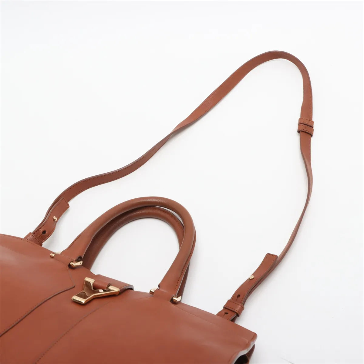 Yves Saint-Laurent Cabas Chyc Leather Two-Way Shoulder Bag Brown
