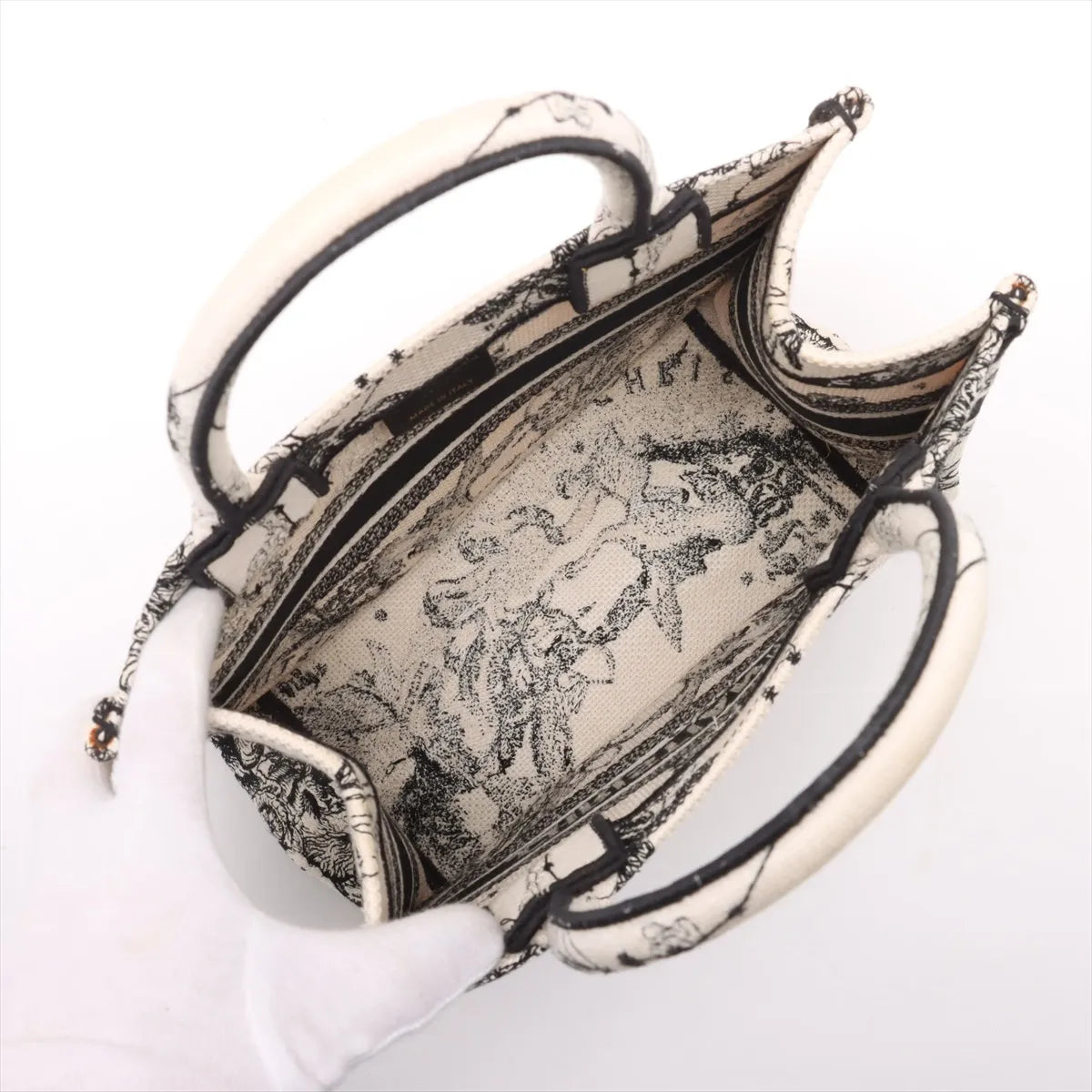 Christian Dior Canvas Small Toile de Jouy Zodiac Book Tote Bag Beige x Black