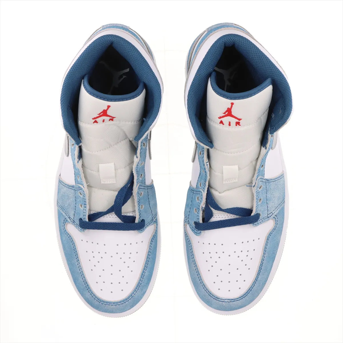 Nike Air Jordan 1 Mid SE Suede Leather High-top Sneakers Men's White x Blue