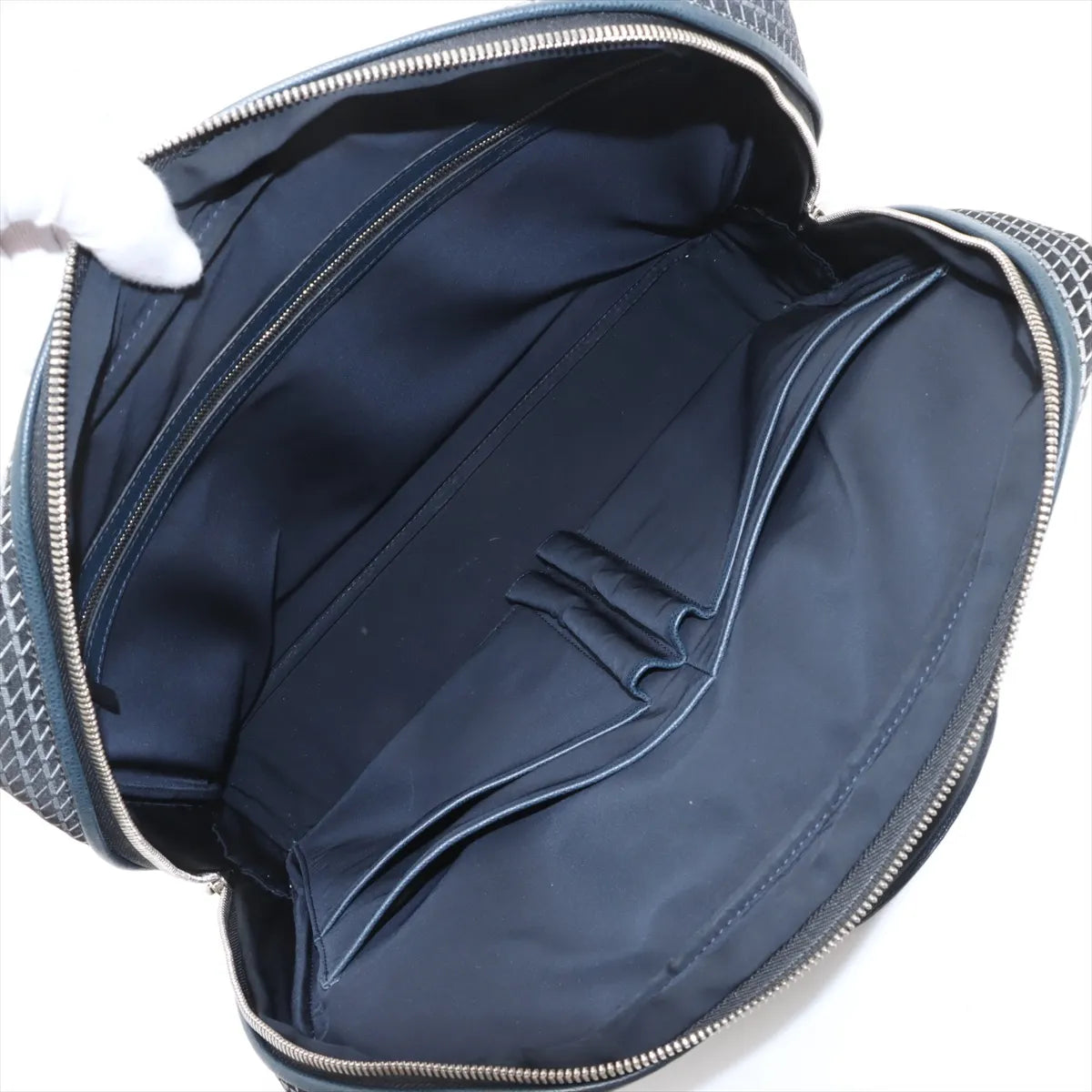 Valextra Keval x Leather Business Bag Navy Blue