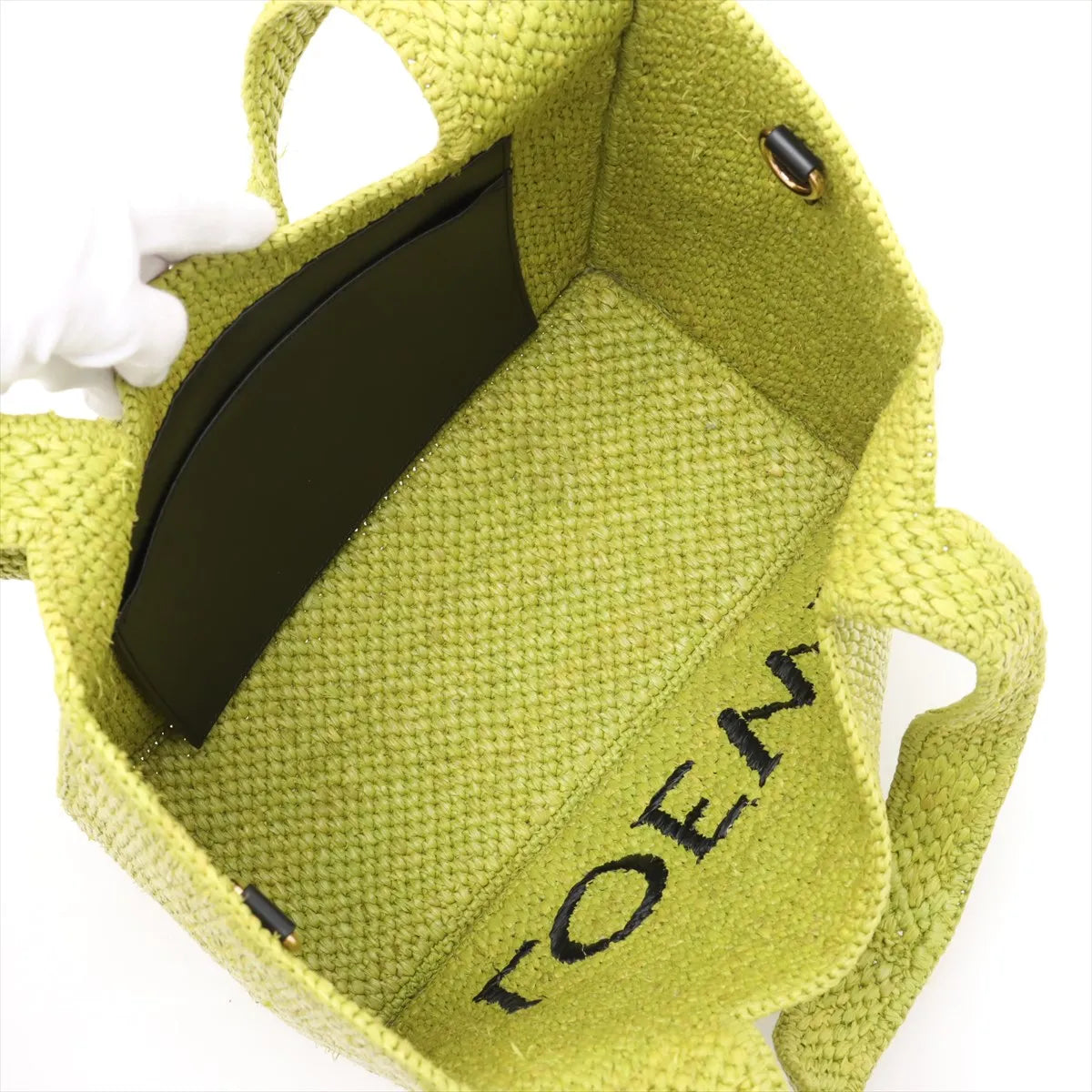 Loewe Raffia Medium Tote Bag Apple Green