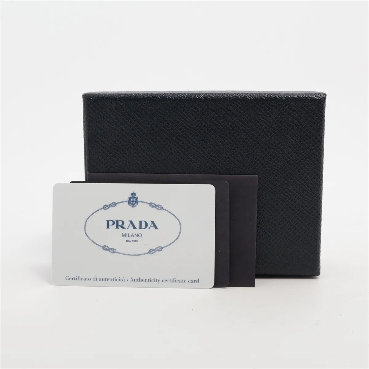 Prada Saffiano Fiocco Leather Card Case Blue
