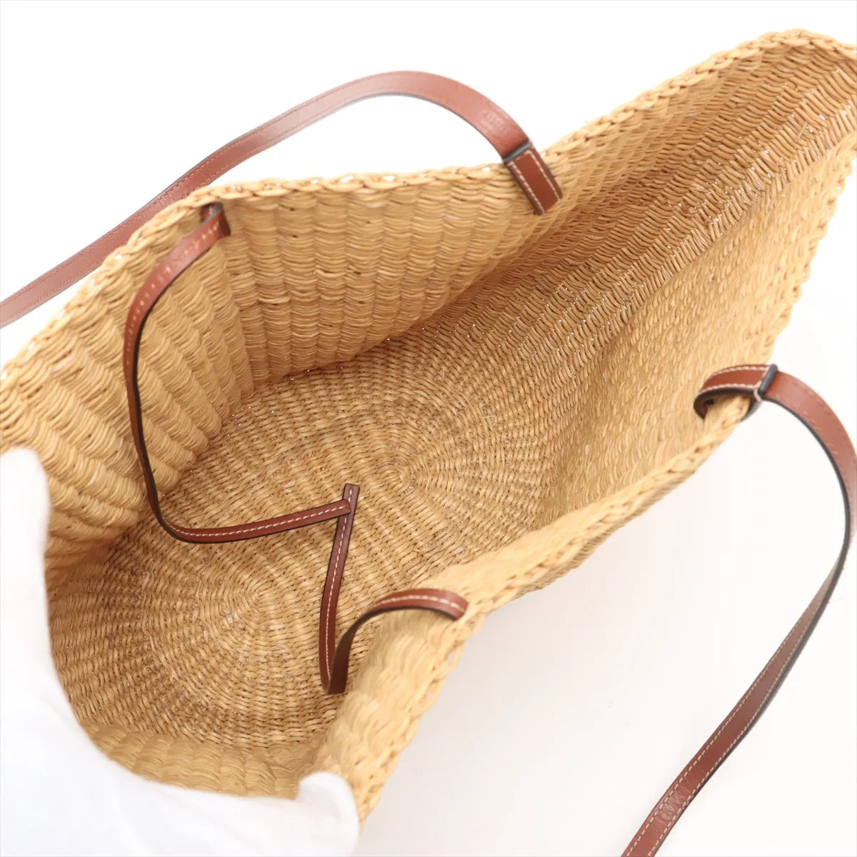 Loewe Small Basket Elephant Straw Bag Beige x Brown