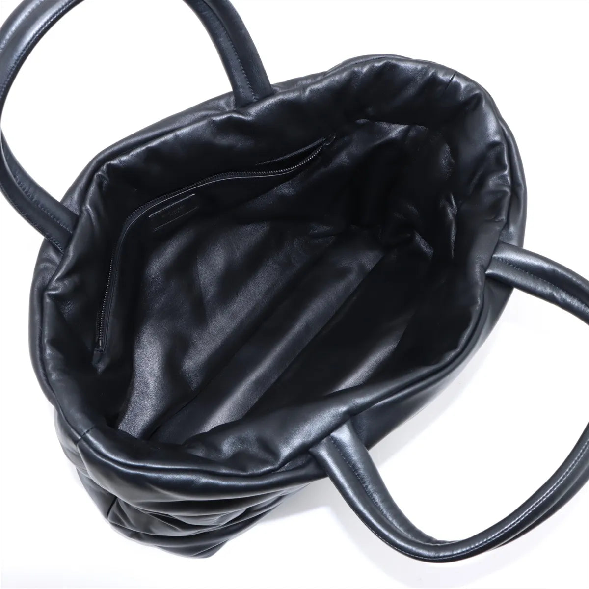 Saint Laurent Paris Debossed Logo Padded Leather Tote Bag Black