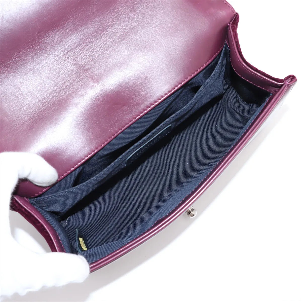 Chanel Boy CHANEL 25 Tweed x Velvet Chain Shoulder Bag Bordeaux