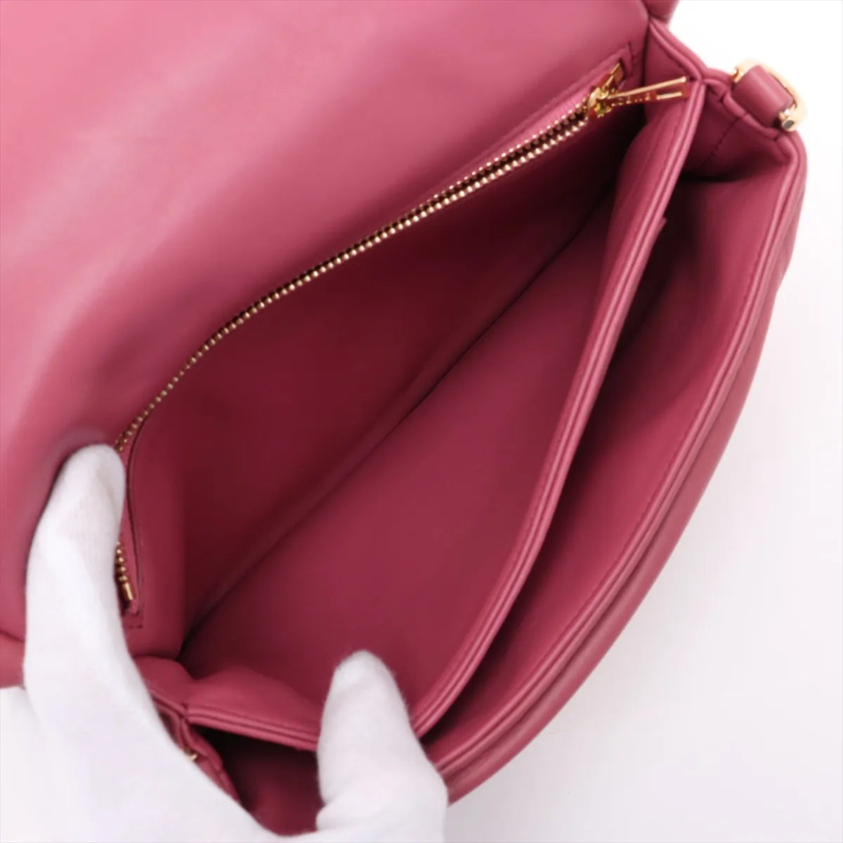 Loewe Puffer Leather Chain Shoulder Bag Pink