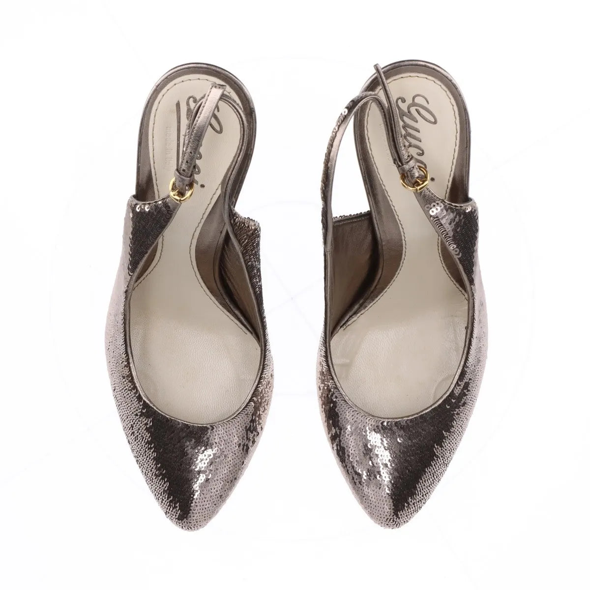 Gucci Sequins Slingback Pumps Silver