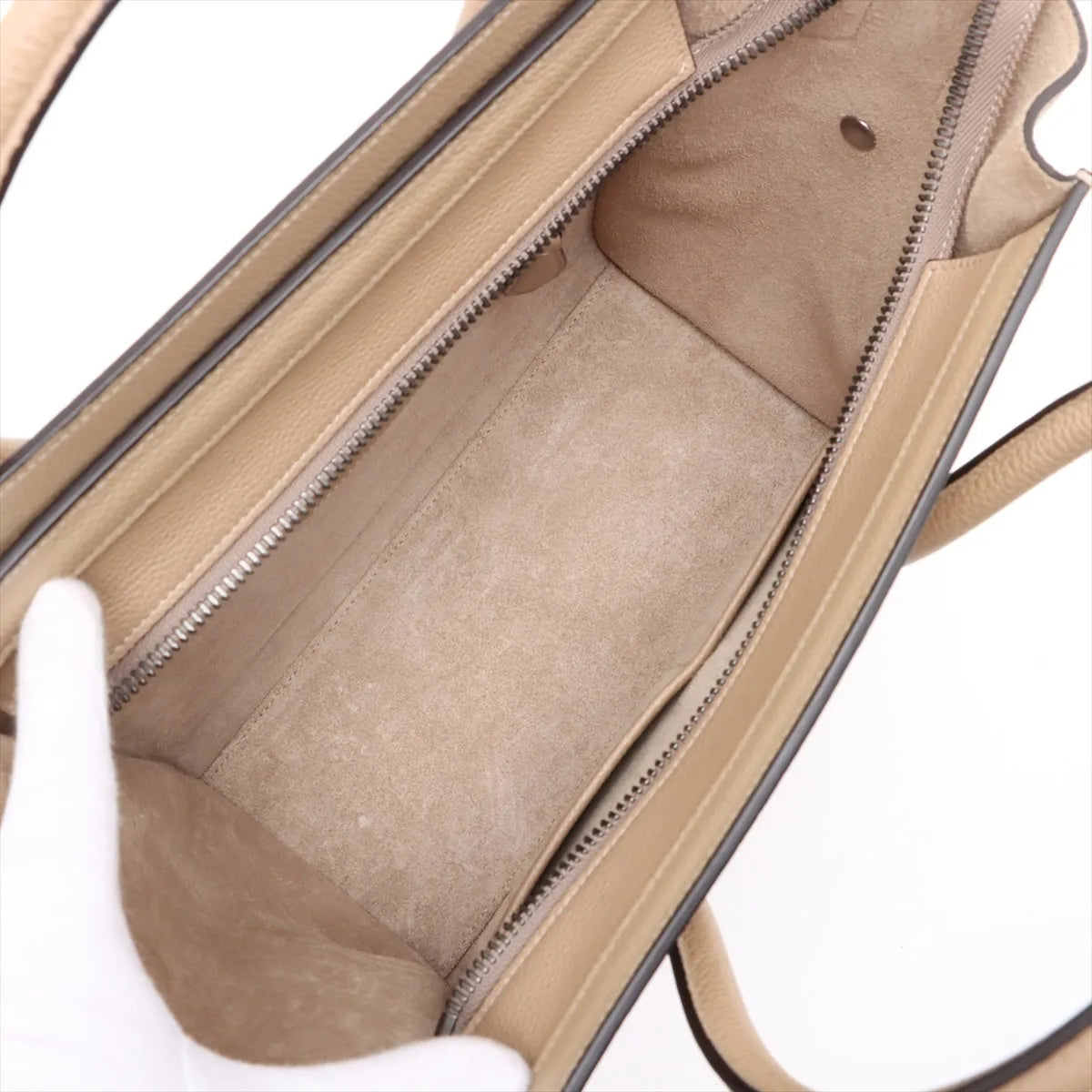 Celine Luggage Micro Shopper Leather Handbag Beige