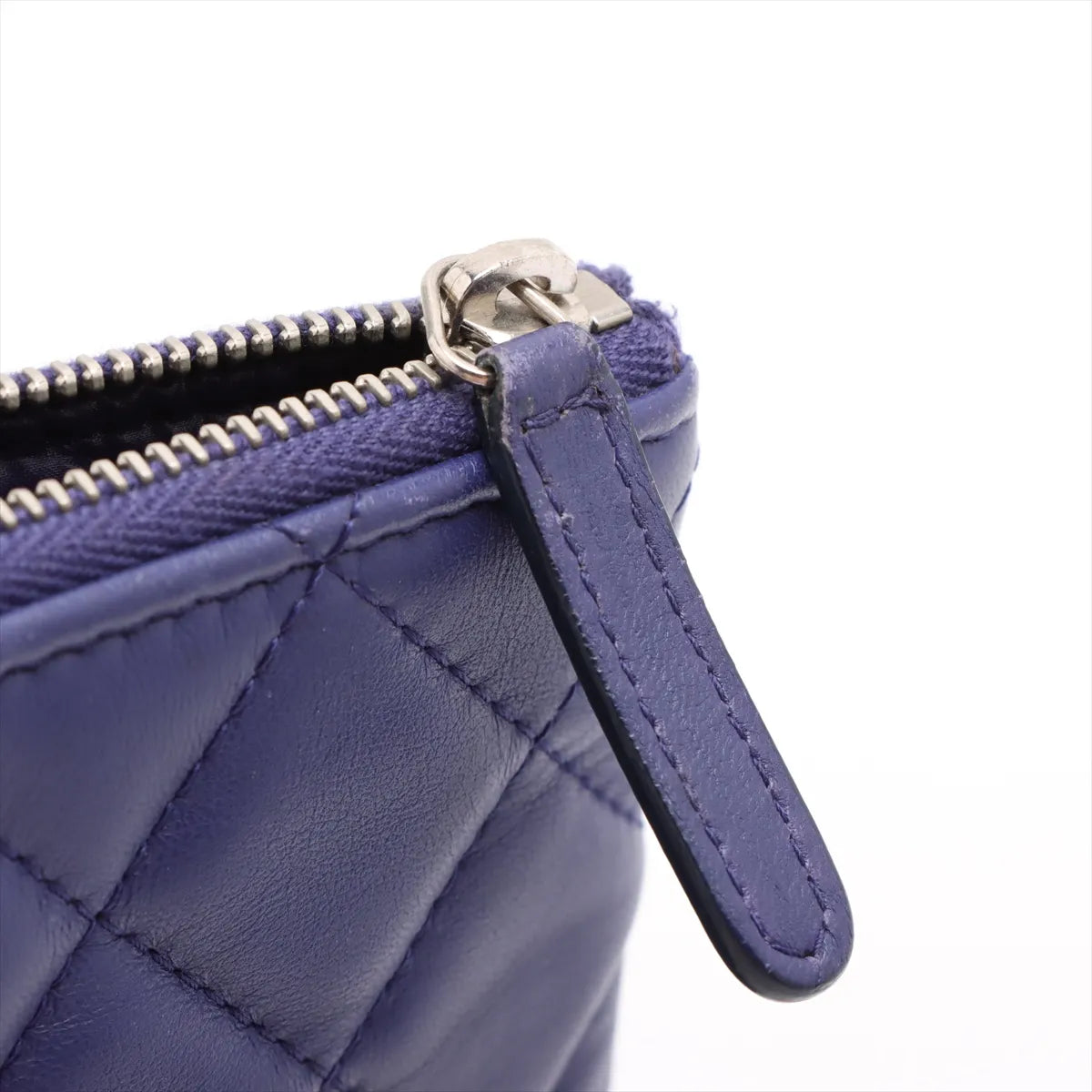 Chanel CC Logo Matelasse Lambskin Clutch Bag Blue