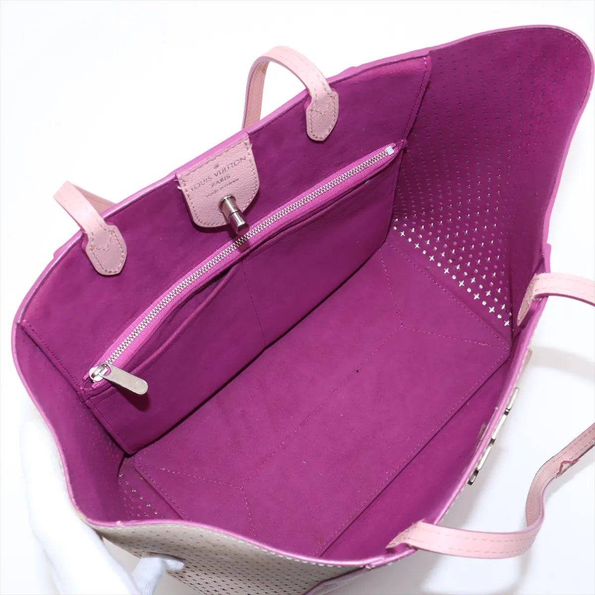 Louis Vuitton Perforated Lockme Cabas Tote Bag Pink x Cream