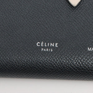 Celine Medium Bifold  Leather Compact Wallet Black x Cream