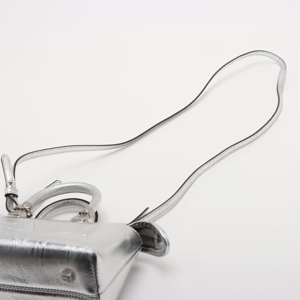 Fendi By The Way Mini Leather Two-Way Handbag Silver