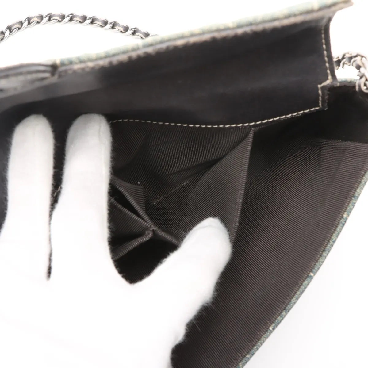 Chanel Chocolate Bar Denim Chain Shoulder Bag Blue