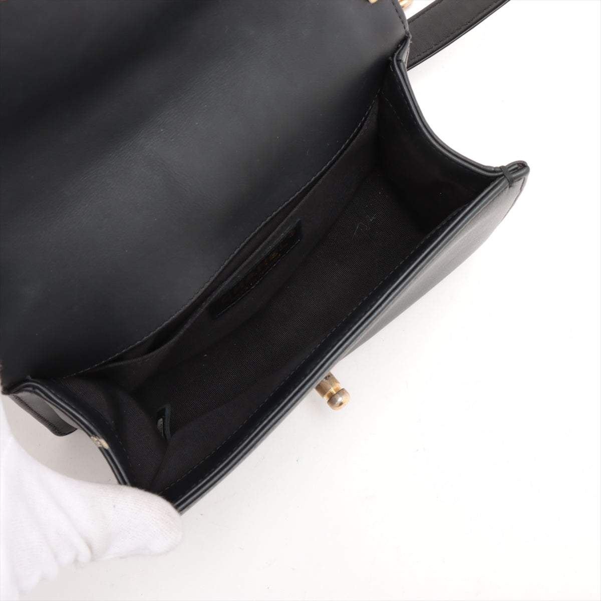 Chanel Boy Chanel 20 Small Chevron Lambskin Chain Shoulder Bag Black * PREORDER *