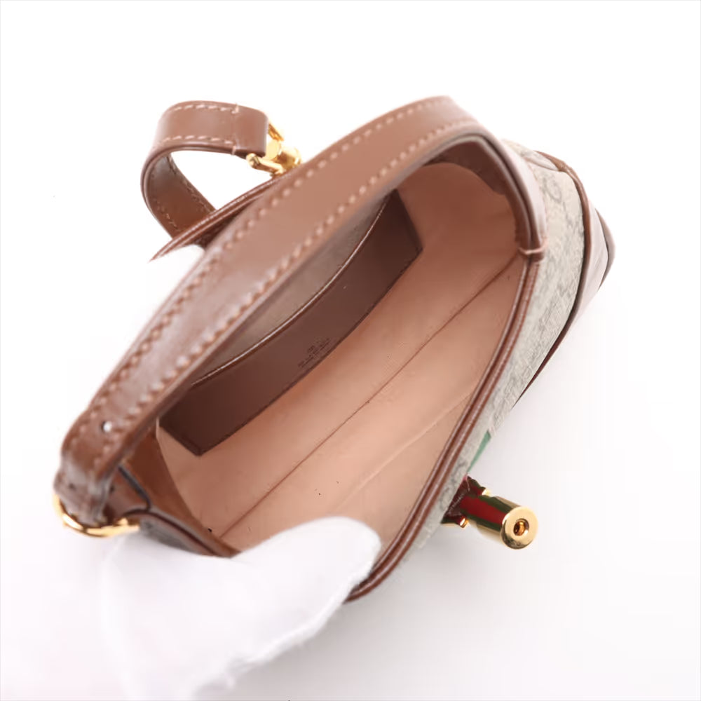 Gucci Jackie 1961 GG Supreme Leather Shoulder Bag Brown x Beige