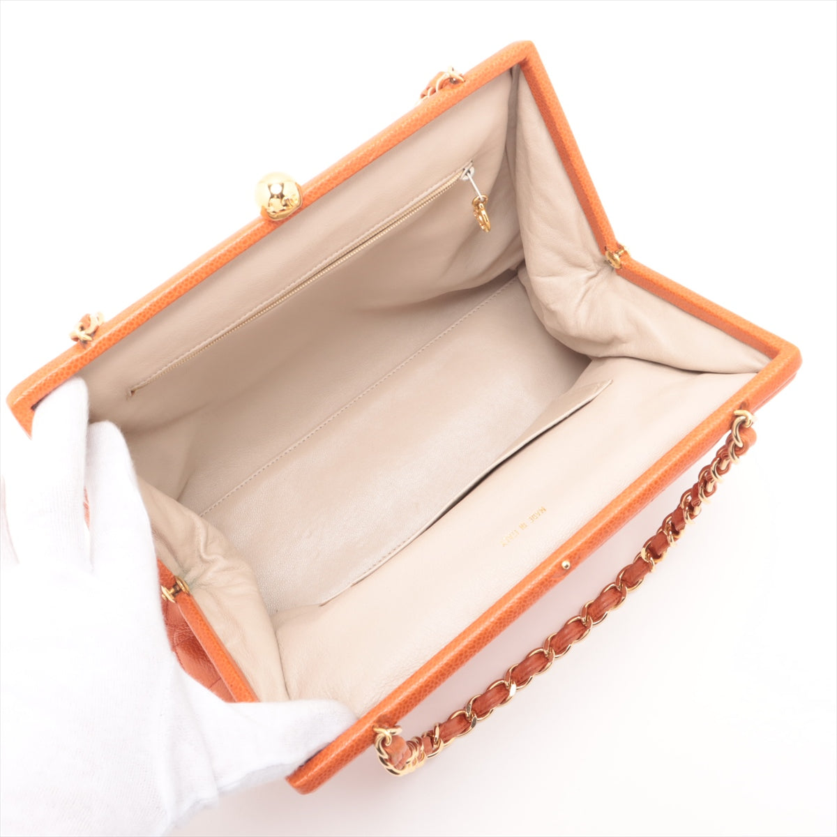 Chanel Matelasse Caviar Skin Gamaguchi Chain Shoulder Bag Orange * PREORDER *
