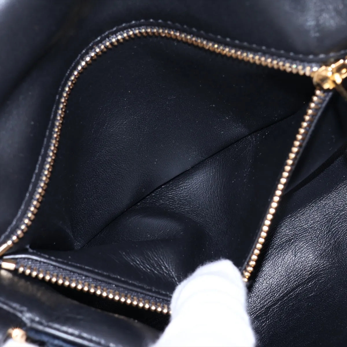 Loewe Goya Puffer Velvet Chain Shoulder Bag Navy Blue