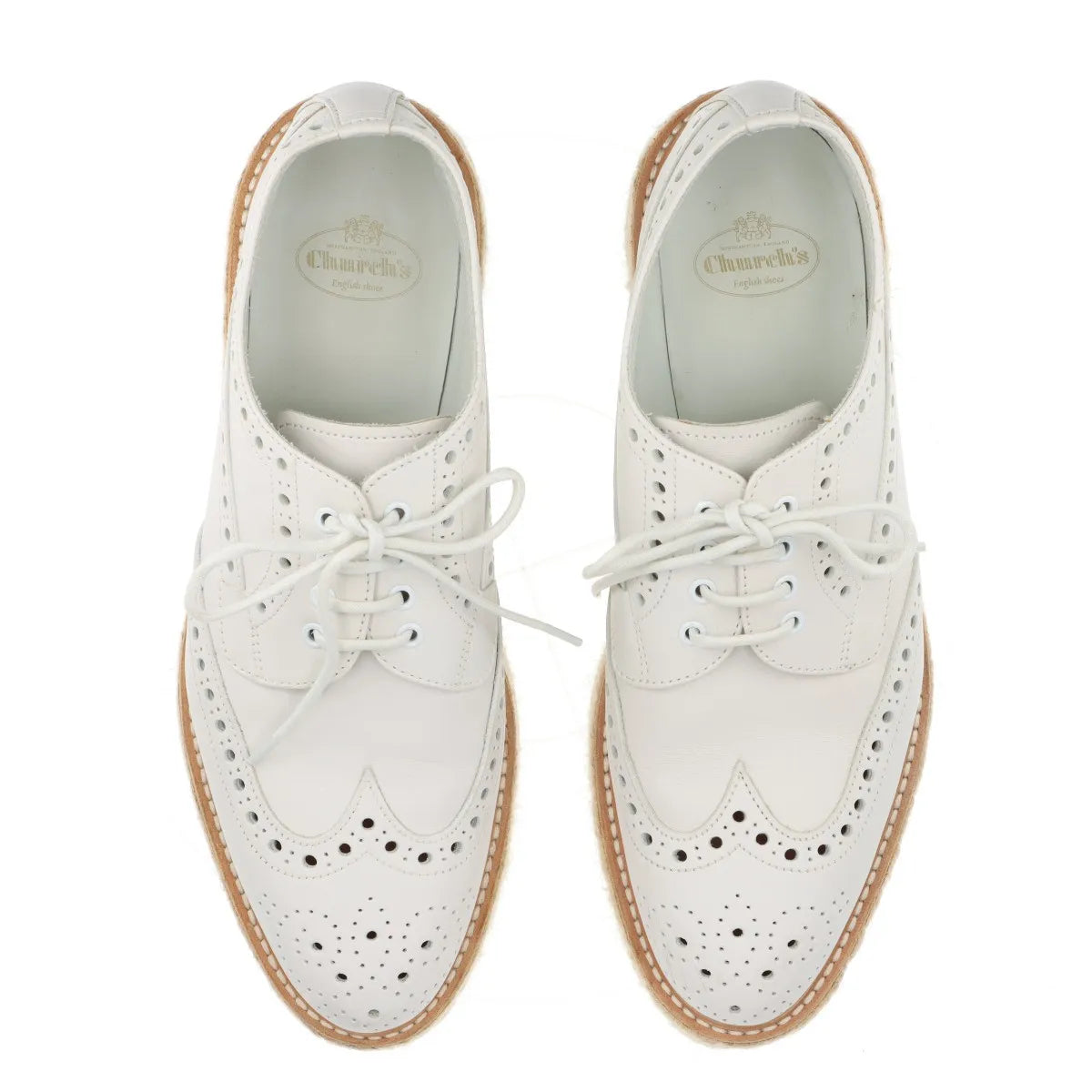 Church's Perforated Leather Keely Espadrilles Shoes White