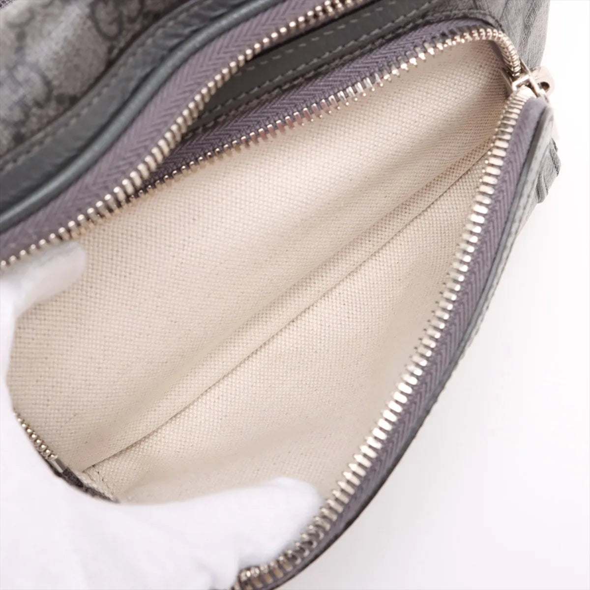 Gucci GG Supreme Leather Sling Belt Bag Gray