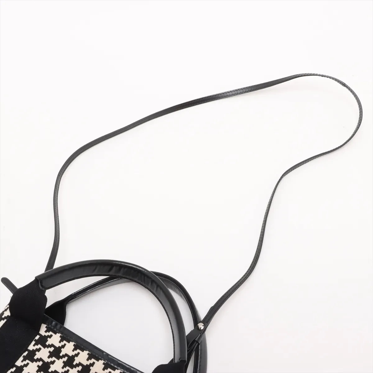 Balenciaga Navy Canvas Leather Cabas XS Two-Way Handbag Black × White