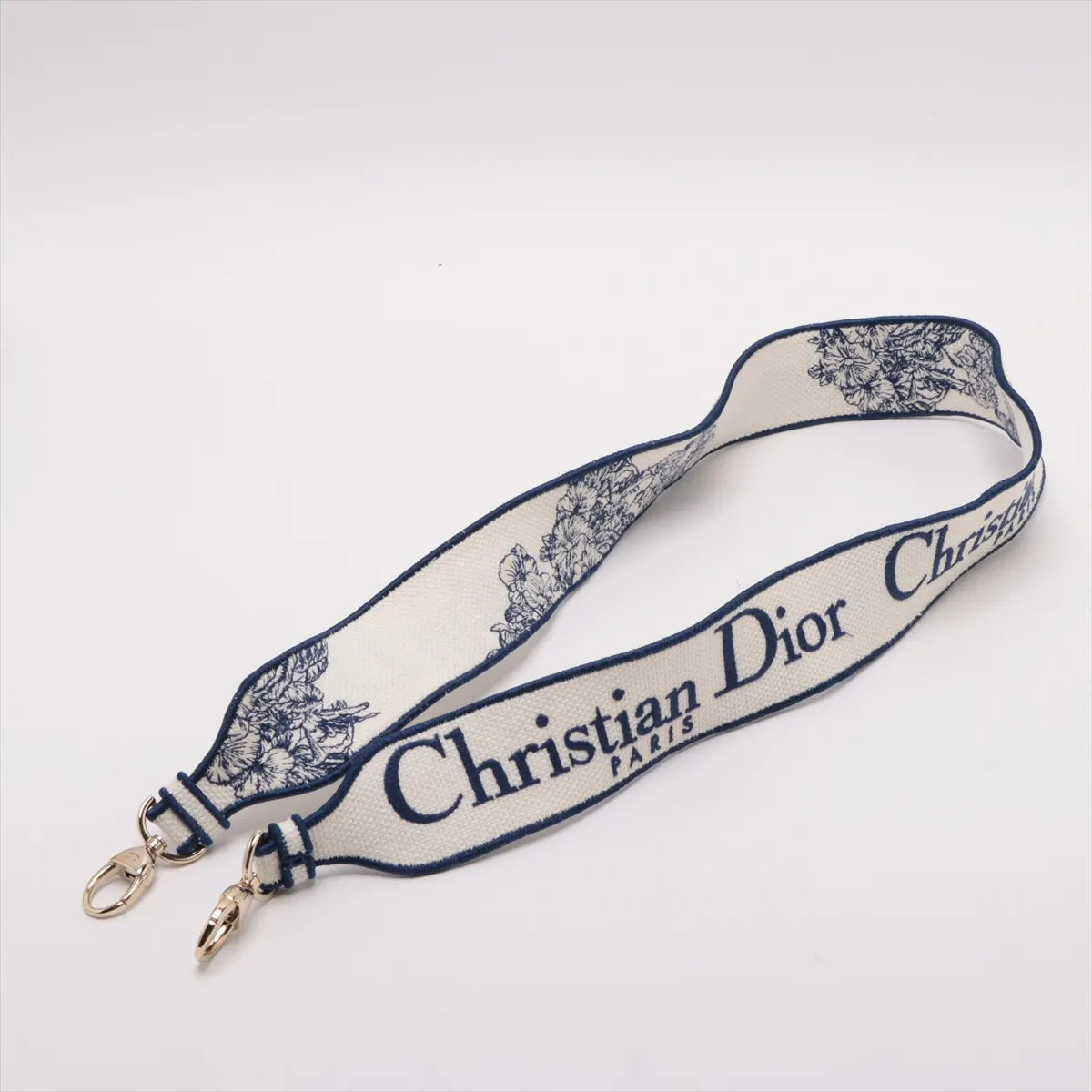 Christian Dior Lady D-Lite Medium Canvas Two-Way Shoulder Bag White x Blue