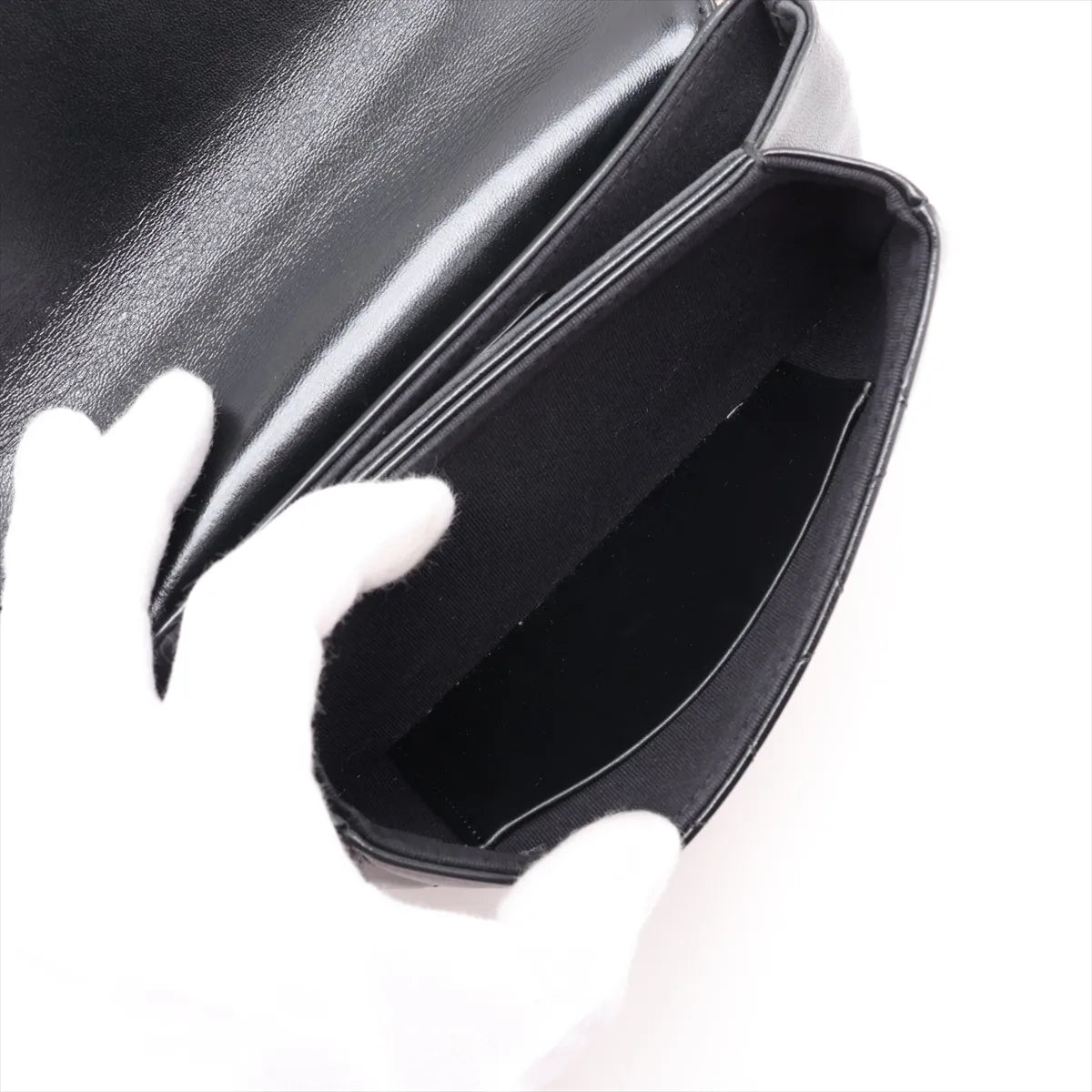 Chanel CC Logo Matelasse Lambskin Wallet on Chain Shoulder Bag Black