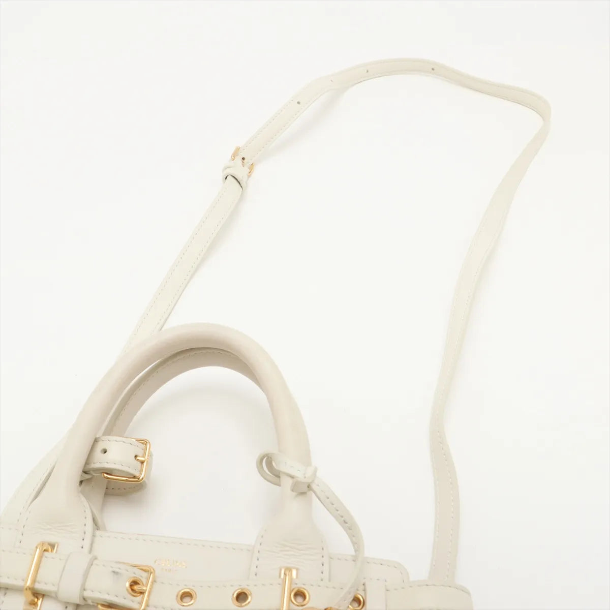 Celine Conti Leather Two-Way Handbag White