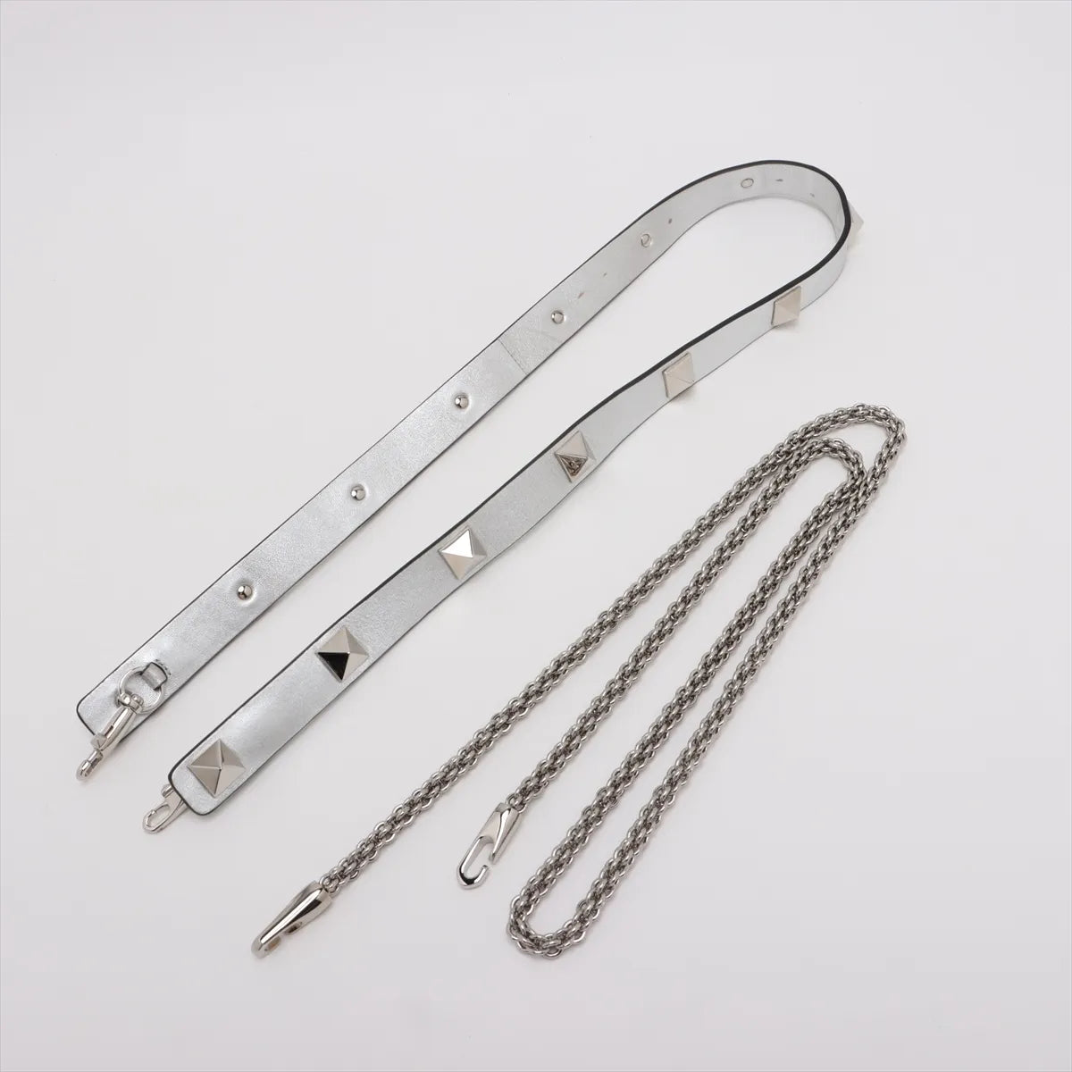 Valentino Garavani Rockstud Two-Way Shoulder Bag Metallic Silver