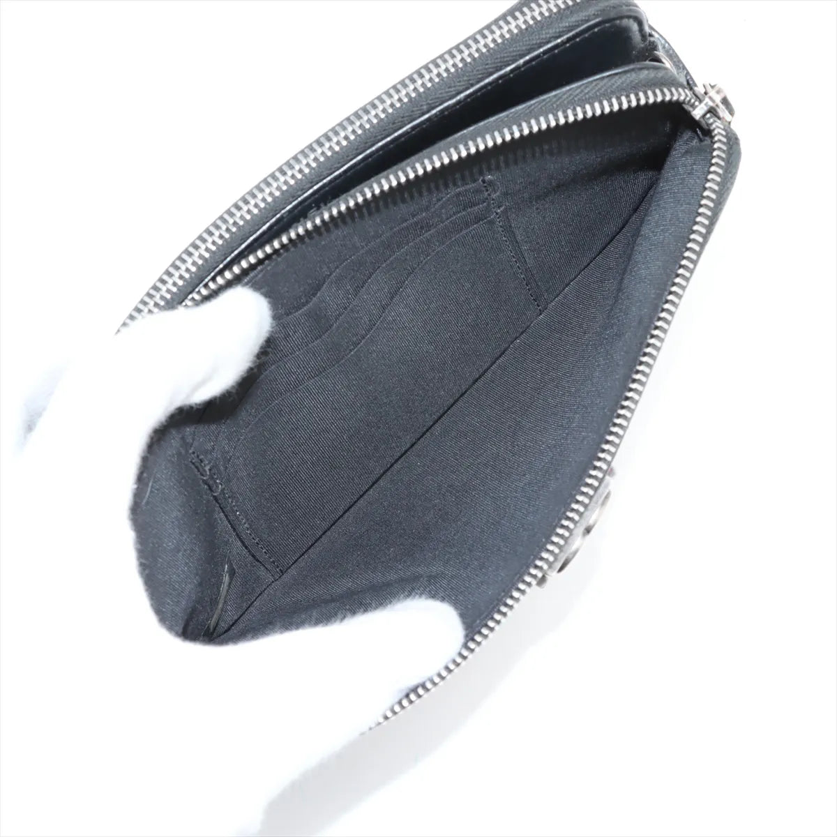 Chanel Boy CC Logo Caviar Skin Chain Zippy Two-Way Wallet Black