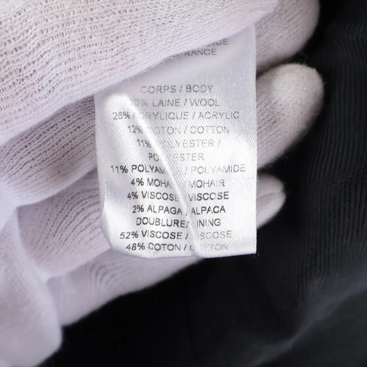 Balmain Tweed Wool Double Breasted Long Coat White x Black