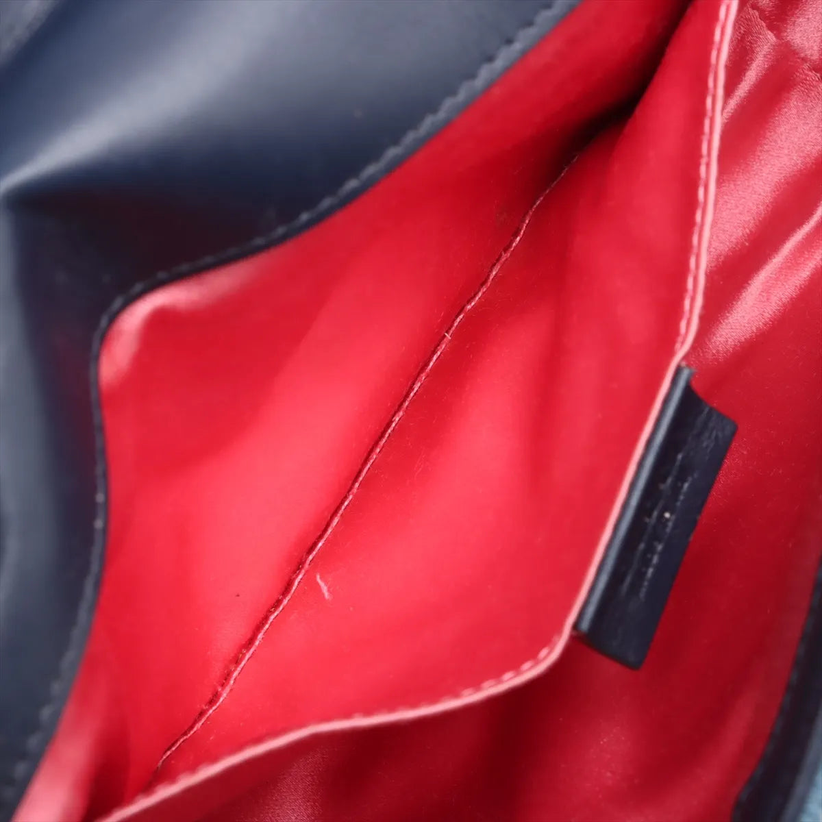 Gucci GG Marmont Pearl Stud Denim Chain Shoulder Bag Blue