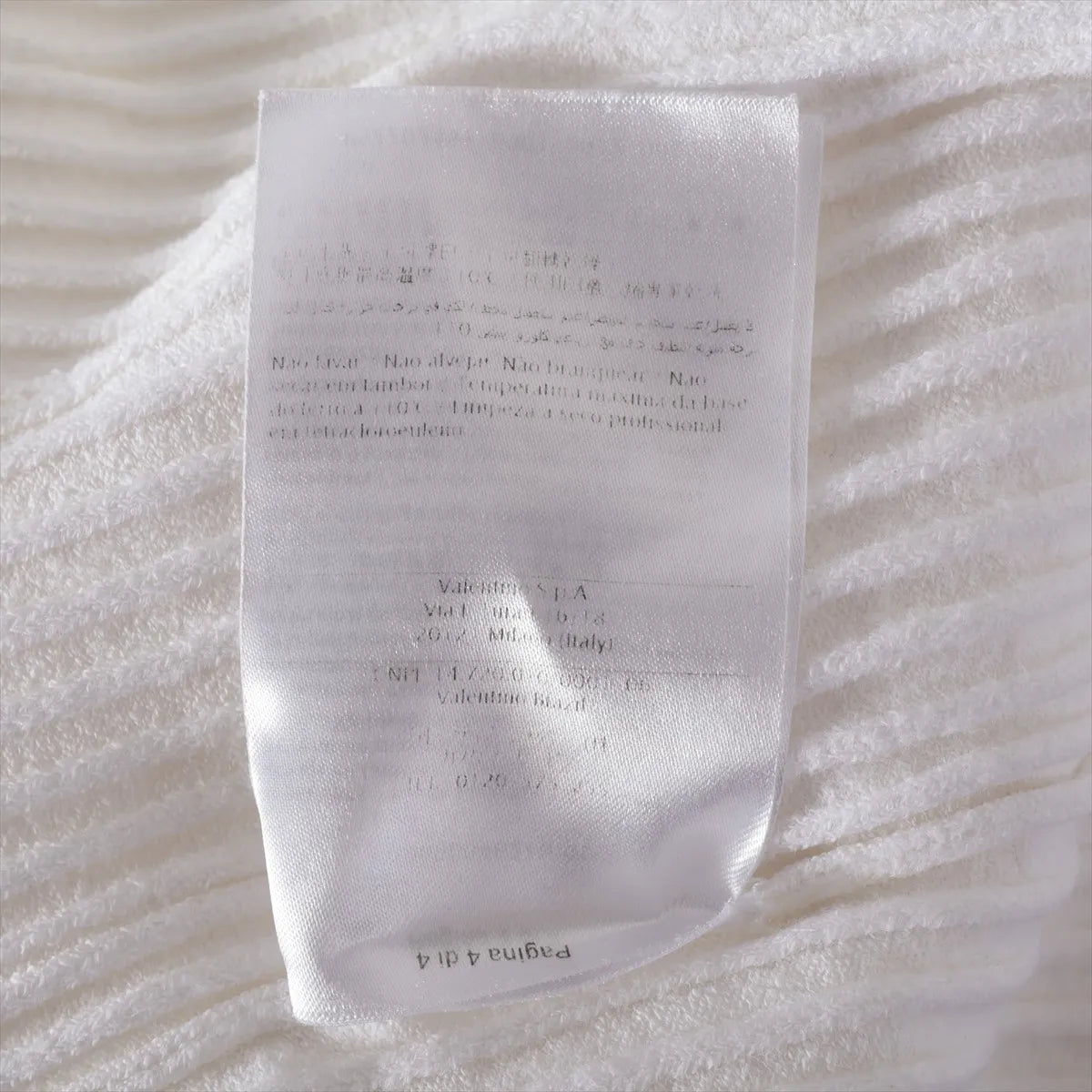 Valentino Rayon Ribbed Long Sleeve Bodysuit White