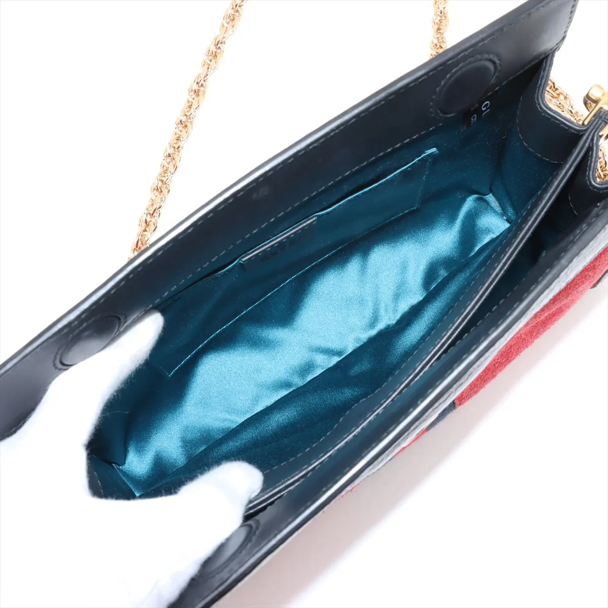 Gucci GG Logo Ophidia Suede Leather Chain Shoulder Bag Red