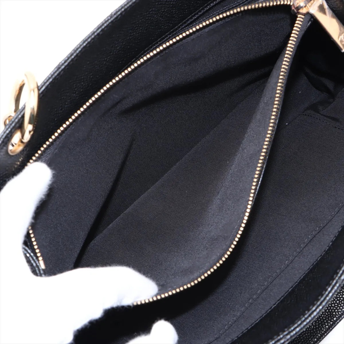 Chanel CC Logo GST Caviar Skin Chain Tote Bag Black