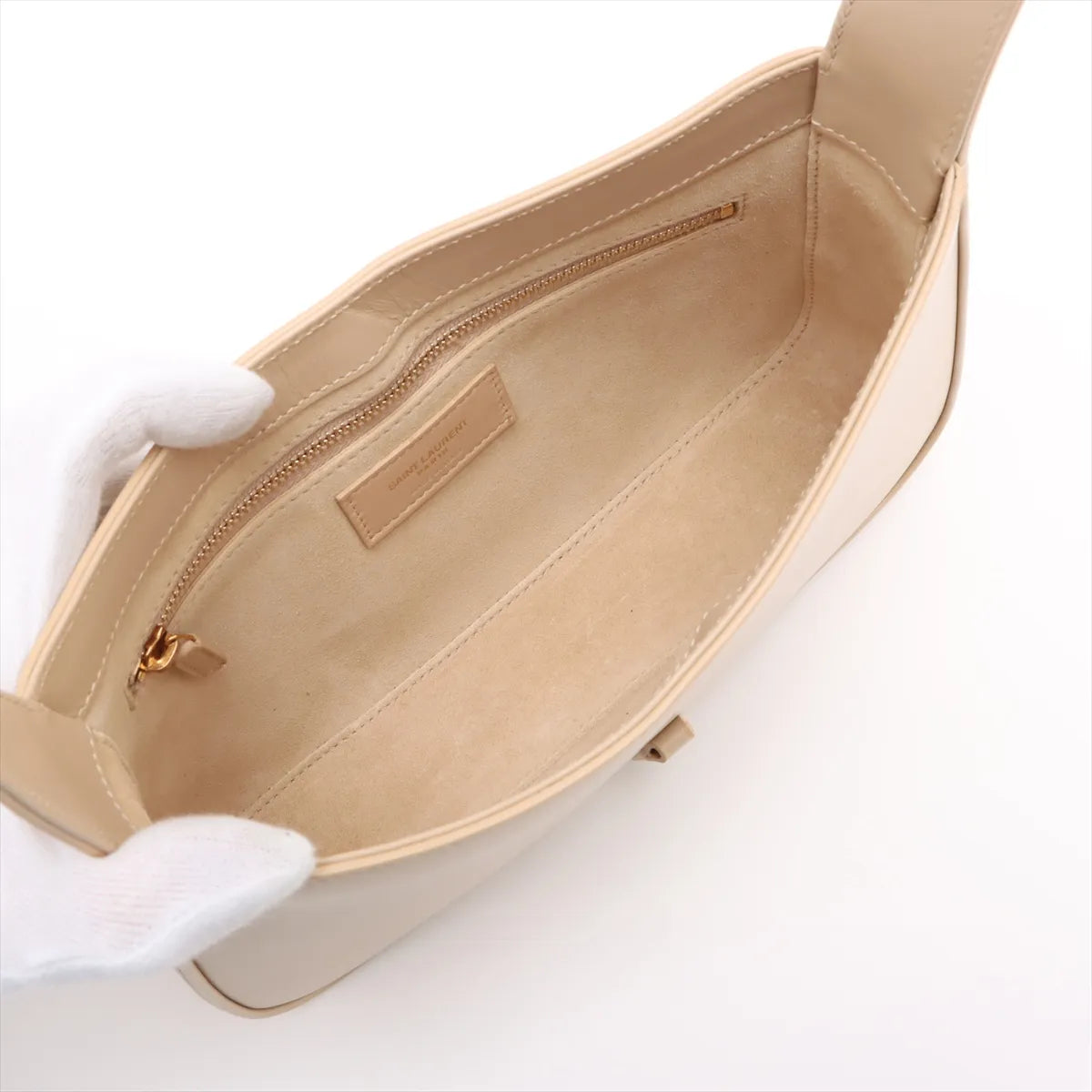 Saint Laurent Paris Le 5 a 7 Cassette Leather Shoulder Bag Beige
