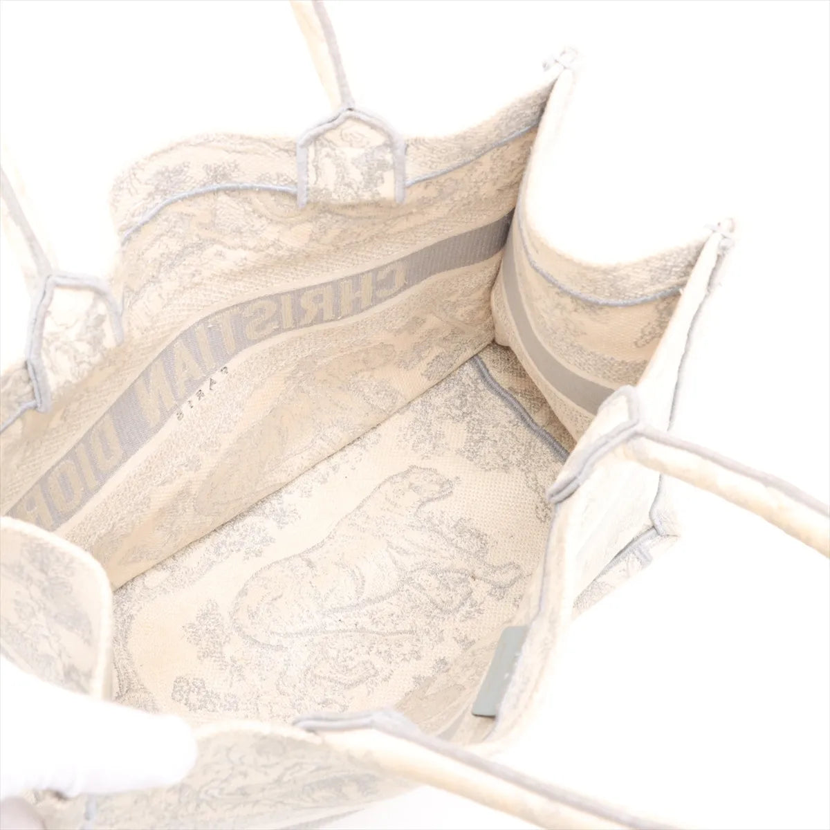 Christian Dior Toile De JouY Embroidery Medium Book Tote Gray