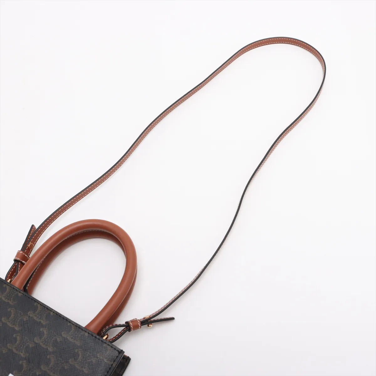 Celine Triomphe Mini Vertical Cabas Leather Two-Way Shoulder Bag Brown