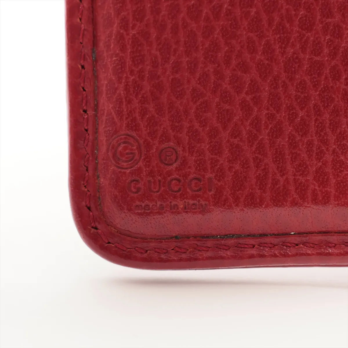 Gucci GG Canvas Leather Compact Wallet Beige x Red