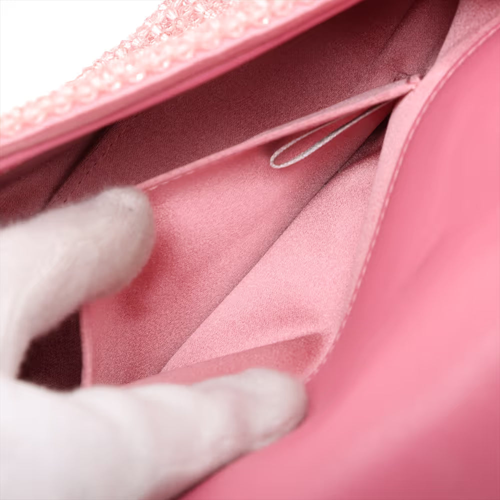Jimmy Choo Varenne Mini Satin x Beads Shoulder Bag Pink