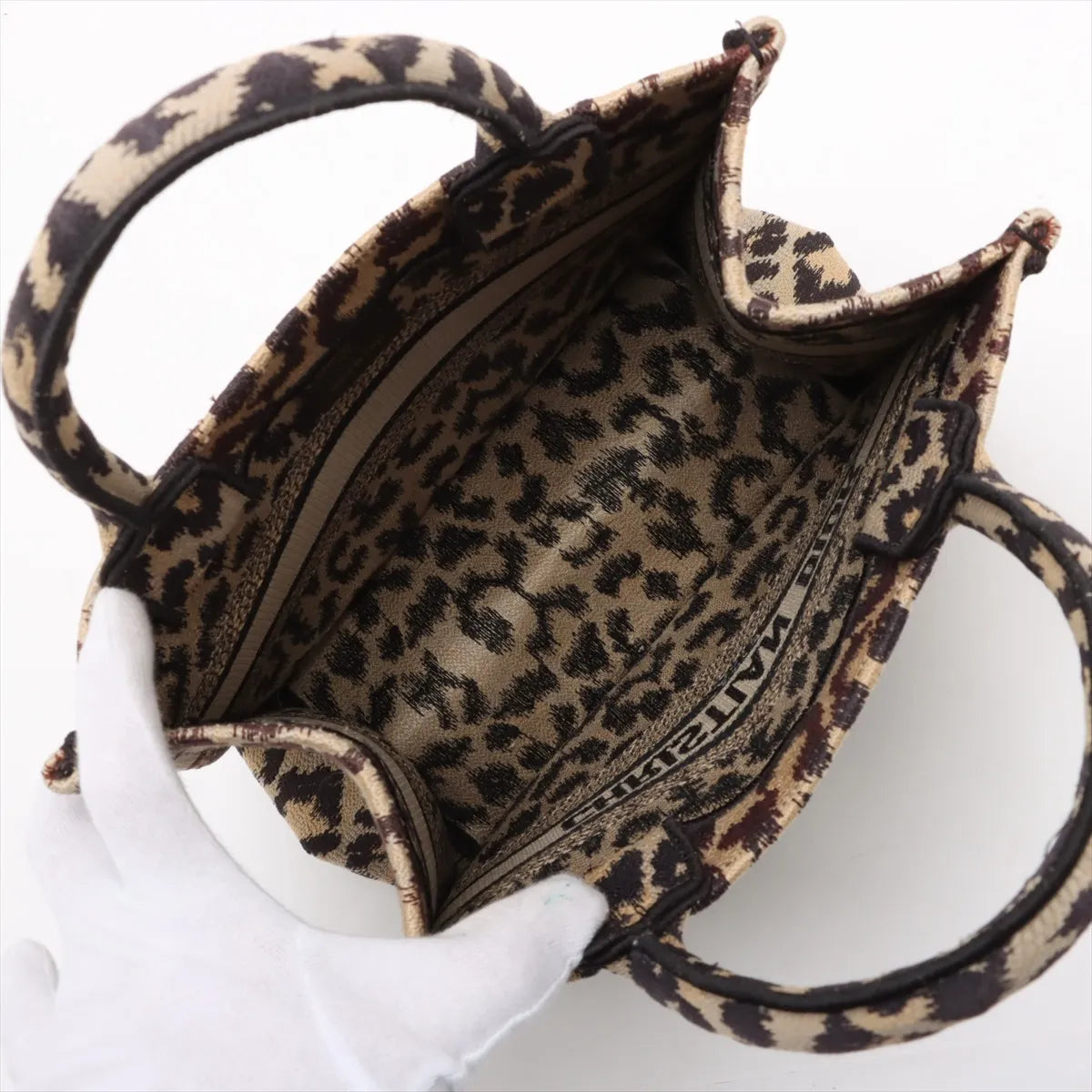 Christian Dior Leopard Small Canvas Book Tote Bag