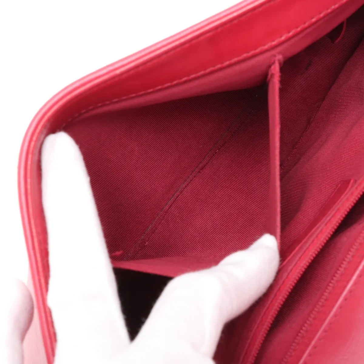 Chanel Boy Chanel 28 Large Lambskin Chain Shoulder Bag Red