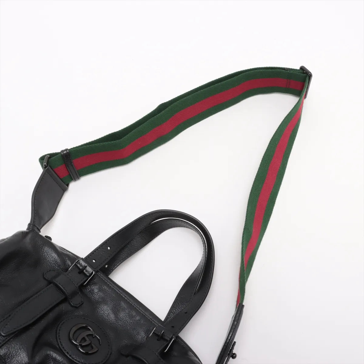 Gucci Double G Leather Two-Way Shoulder Bag Black
