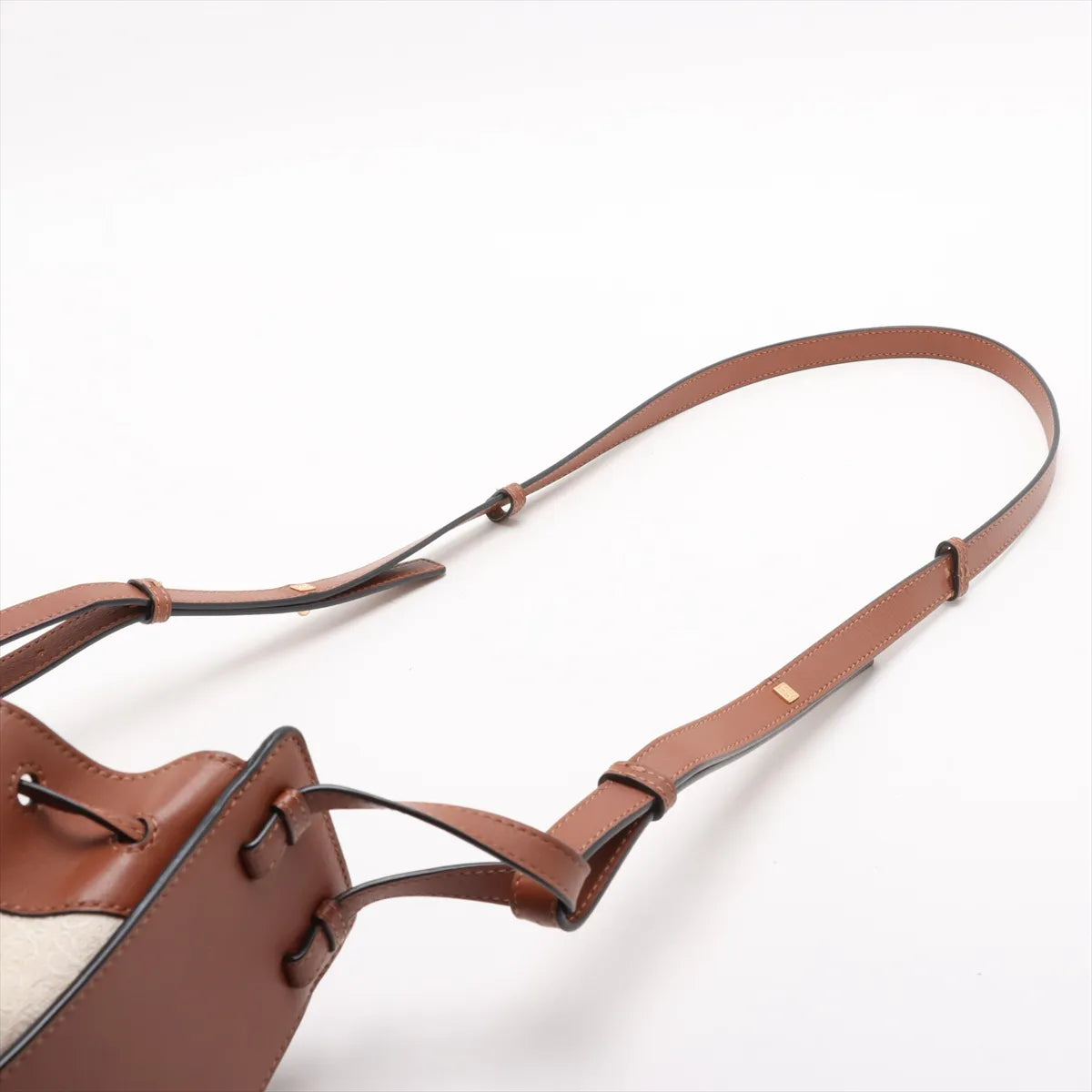 Loewe Hammock Mini Leather Canvas Two-Way Shoulder Bag Beige x Brown