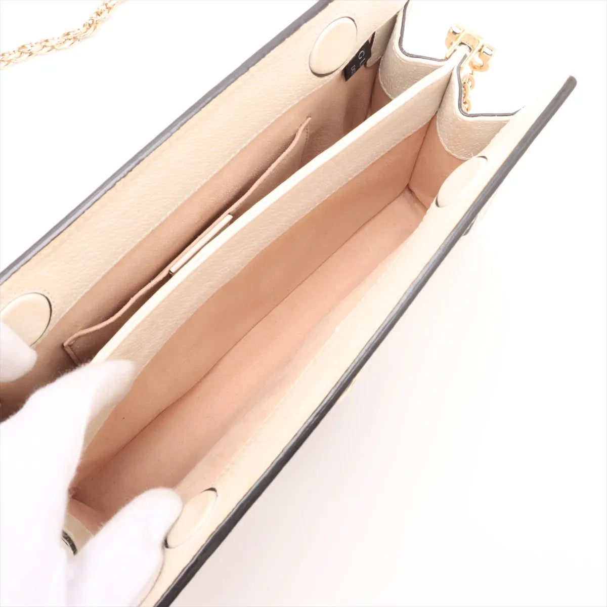 Gucci Ophidia Leather Chain Shoulder Bag White