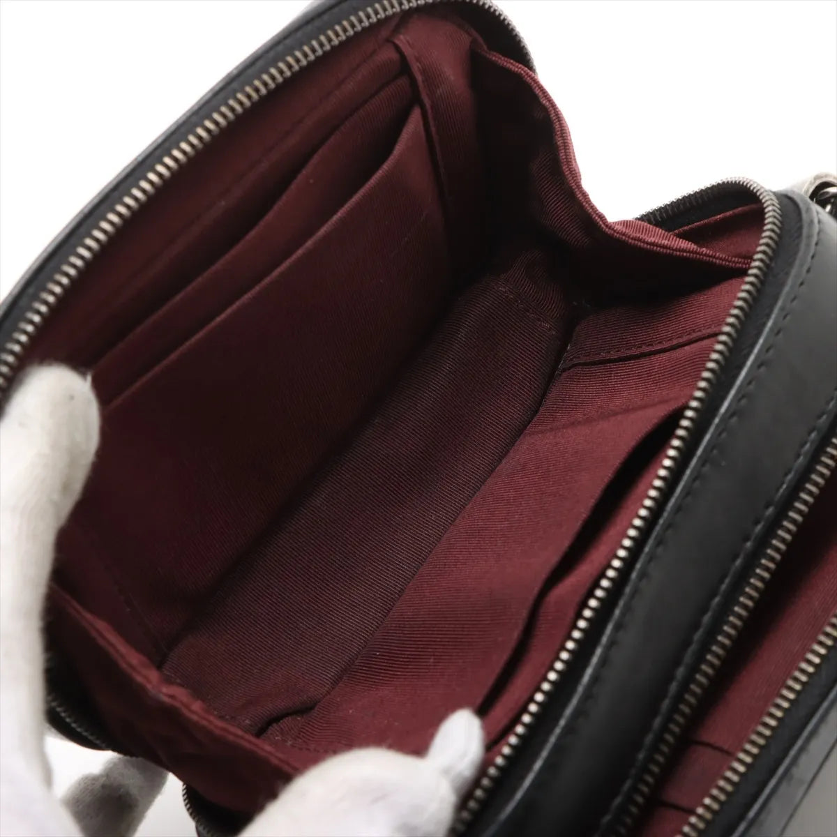 Chanel Matelasse and Slant Stiching Lambskin Chain Shoulder Bag Black